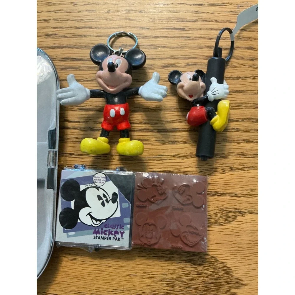 Disney Mickey Mouse Collectible Lot Pen Stamper Pak Keychain and Light Bundle